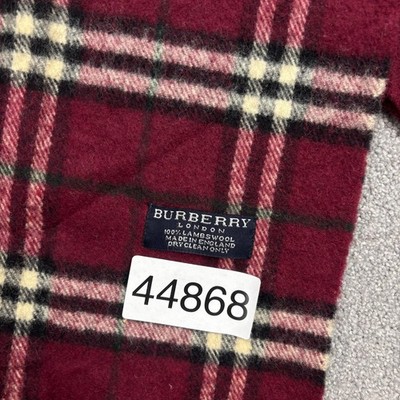 Burberry London Scarf 64x12 Inches Red 100% Lambswool Nova Check