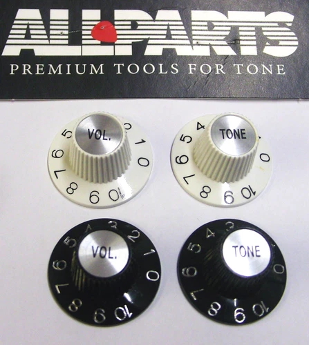 Witch Hat Knobs Black or White,  Volume or Tone (Allparts USA)