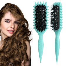 Bounce Curl Define Styling Brush - Frizz Preventing Curling Comb with Smooth Tex