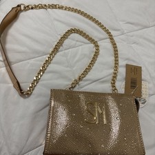 NWT Steve Madden Shine Gold Rhinestone Metal Chain Strap Crossbody Purse Bag