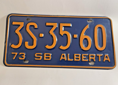 Kfz-Kennzeichen 1973 Alberta Canada    Blau/Orange   Oldtimer Sammler (256)