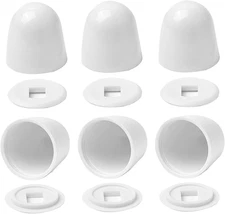 6Packs Universal Toilet Bolt Caps, round Plastic Push-On Toilet Bowl Bolt Caps C