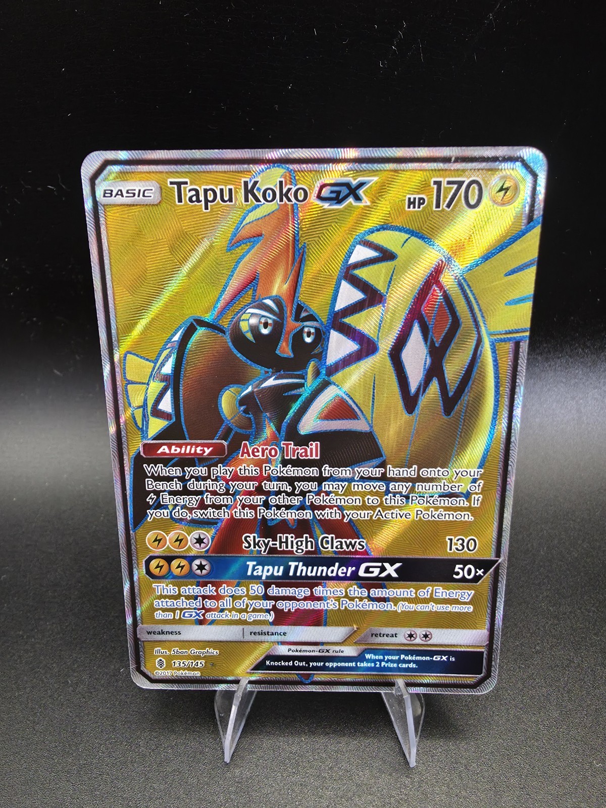Pokemon Tapu Koko GX 135/145 Full Art Holo Card  Guardians Rising TCG + LP 