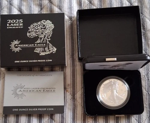 2025 W Silver American Eagle Laser Engraved Proof With Mint Box And Coa