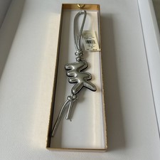 Michael Kors BNWT Leather Bag Charm In Gift Box Silver MK Design