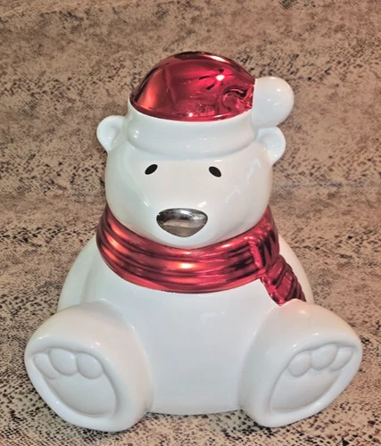 Slatkin & Co. 2008 Ceramic Paws the Polar Bear 11" Candle Holder Retired VTG - product listing photo