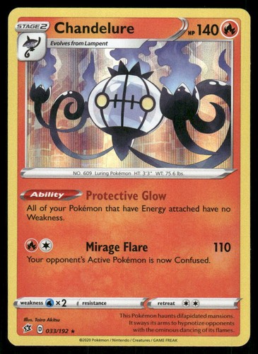Chandelure 033/192 Holo Rare Rebel Clash Pokemon Near Mint