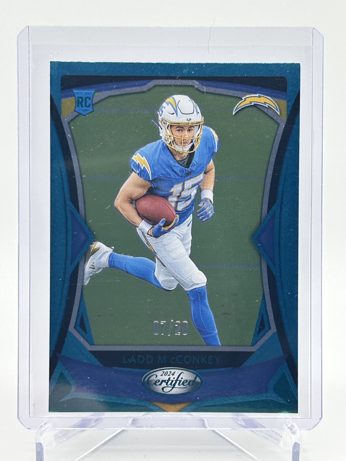 Ladd McConkey 7/20 RC Rookie Card #125 Teal Mirror FOTL 2024 Panini Certified