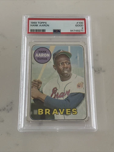 1969 Topps Hank Aaron #100-PSA 2 - GOOD- Braves - BRAND NEW SLAB!!!!