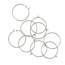 Stainless Steel Earring Wires - Wine Charms Hoops - 25mm - 20 Pieces - FD922