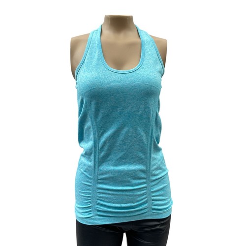 Athleta Fastest Track Racerback Tank Top Scoop Neck Ruched Turquoise ...