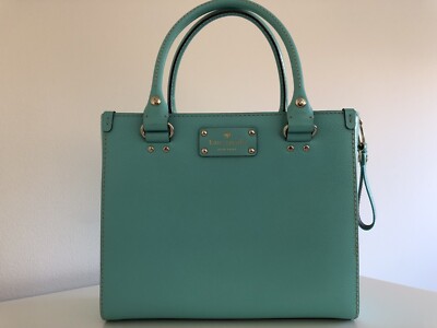 Kate Spade Leather Square Top Handle/Crossbody & Bag Charm Sea Foam Green Hue