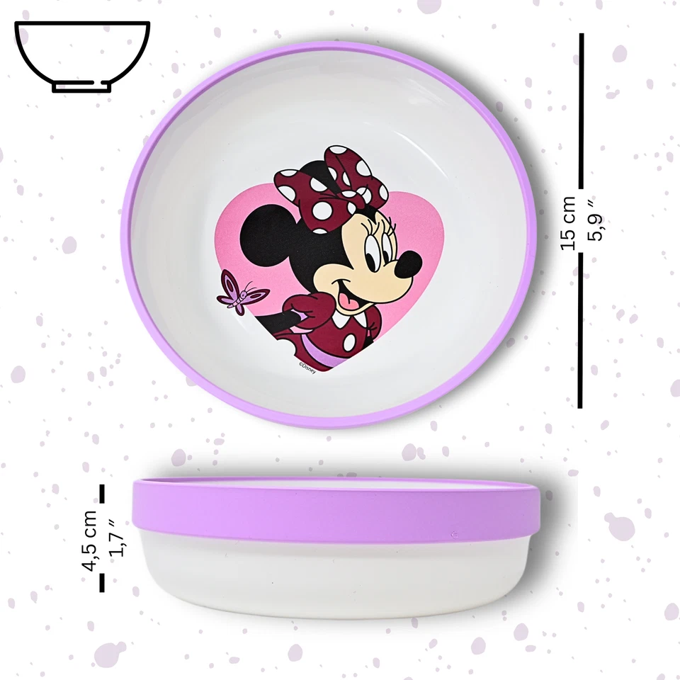 Disney Minnie Mouse Kinder Geschirr Set Mädchen Esslernset Frühstücksset Besteck - Bild 3 von 4
