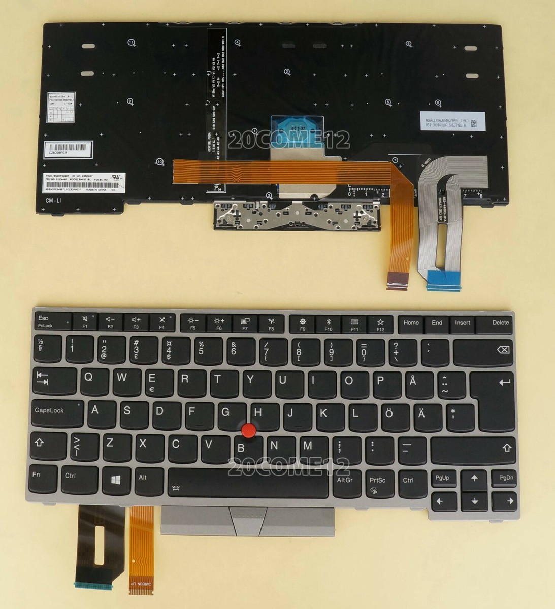 For Lenovo Thinkpad E480 E485 E490 E495 Keyboard Backlit Swedish