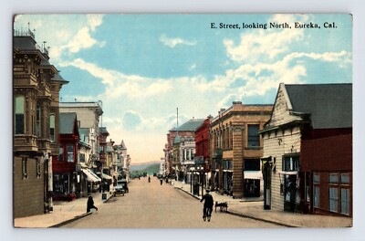 Eureka California E Street Downtown 1910s Postcard Unposted Divided Back