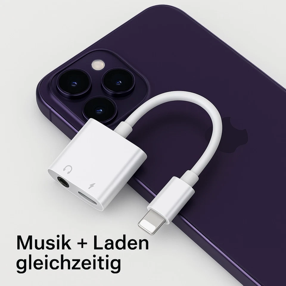 🎧 2in1 Audio Adapter für Apple iPhone Splitter Kabel 3,5mm Aux Klinke Kopfhörer - Bild 3 von 4