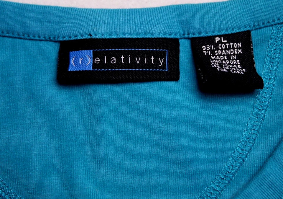 RELATIVITY TANK TOP ladies size PL dark turquoise green stretch cotton - Image 3 of 4