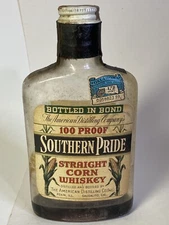 Vintage Whiskey Bottle Southern Pride Straight Corn Whiskey 100 Proof Half Pint 