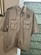 Vented Microfiber Poly Boy Scout BSA UNIFORM SHIRT Mens Large Short Sleeve B46