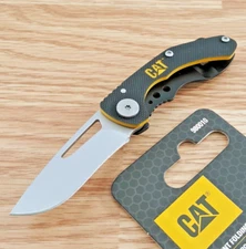 CAT Caterpillar Folding Pocket Knife 2.25" Stainless Blade G10 Handle 980010