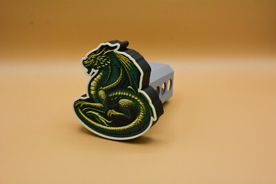 Custom 3D US Made Resting Green Dragon Trailer Hitch Receiver Cover Plug