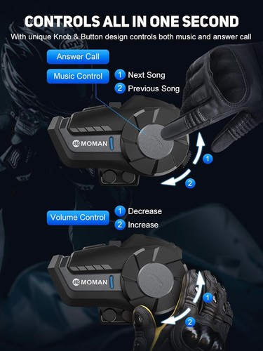 Moman H2 Motorradhelm Headset kabelloses Kommunikationssystem Einzelpackung - Photo 3/8
