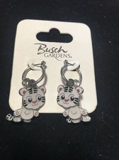 Articulated Movable White Tiger pierced Earrings Busch Gardens