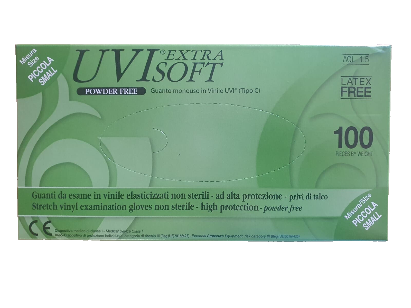 10 box Guanti Mon UVI Extra Soft in Vinile Elastic Senza Talco - Box da 100Pz