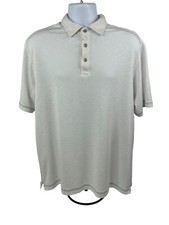Tommy Bahama Polo Shirt Men Large White Tencel Blend Short Sleeve Shirt Golf