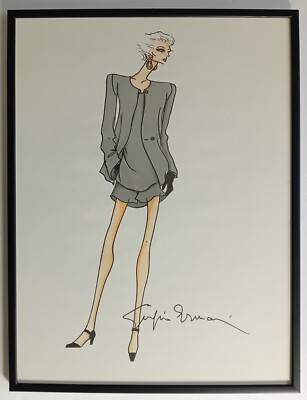 Modello femminile di abito disegnato da Giorgio Armani Con cornice