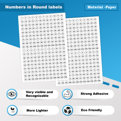 Sequential Number Labels Stickers for Identifying Counting Round Self ...