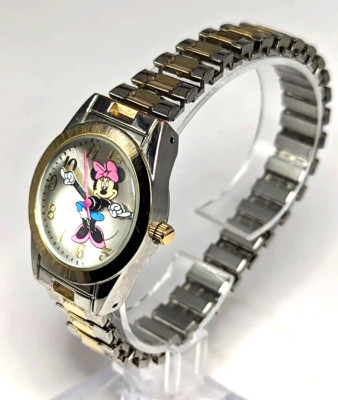 Minnie Mouse Disney High Dome Glass Crystal Metal Band Watch MIN090 NEW BATT