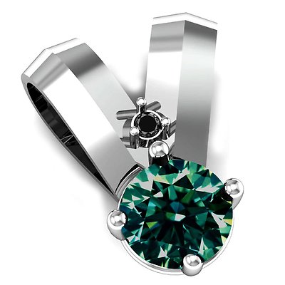 0,94 ct grüner echter Moissanit/natürlicher schwarzer Diamant 925 Sterlingsilber Anhänger