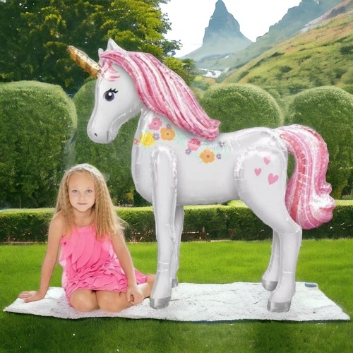 Unicornio gigante 46"" + 2 cabezas 3D globo decoración aire helio para fiesta niños - Imagen 4 de 10