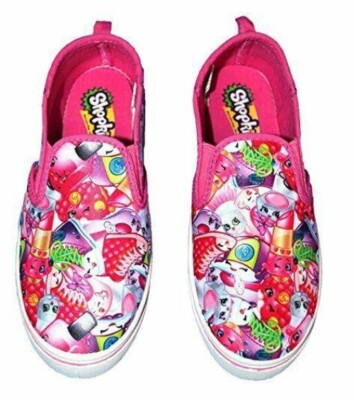 Shopkins Canvas Girl's US Size Pink Canvas Slip On Shopkins