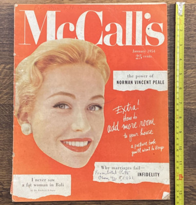McCall's January 1954 Vol. 81 Norman Vincent Peale Vintage Color Ads