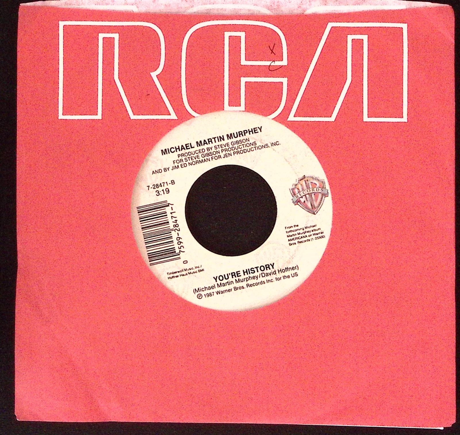 MMICHAEL MARTIN MURPHEY & HOLLY YOU'RE HISTORY/A FACE IN THE CROWD 45