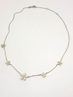 Leila Jewels Pavé Flower Station Necklace Sterling Silver