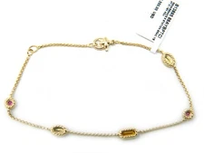 David Yurman Renaissance 5 Station Bracelet Yellow Pink Orange Gems - Gold NWT