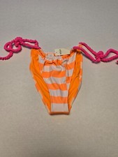 American Eagle Aerie Orange/White Checkered Cheeky Bikini Bottom Pink Adjustable