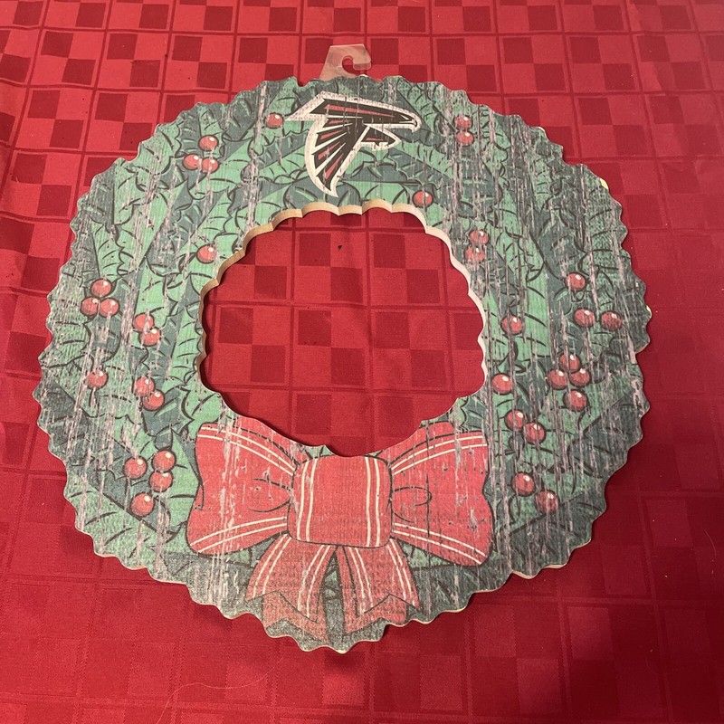 Atlanta Falcons Wooden Christmas Wreath - About 15” X 15” - With Store Hanger