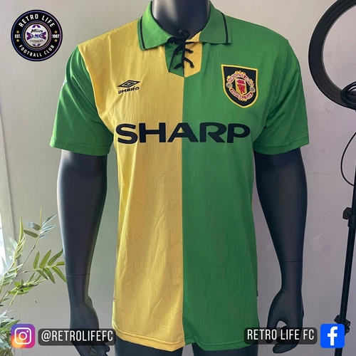 Retro Man United 1992/94 3rd Gold Green Shirt Size M (Please Read Description)