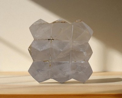 85mm Crystal Quartz Healing Metaphysical Energy Balancing Stone 54 Pyramid Cube