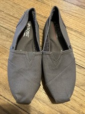 Bobs Sketchers Peace And Love Taupe Canvas Flat Shoes Memory Foam Size 8 W EUC