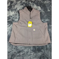 Carhartt Vest Women XL Brown NEW Washed Duck Sherpa Lined Mock Neck OV4277-W