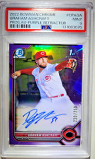 2022 Bowman Chrome Prospect Autographs Graham Ashcraft #CPA-GA Purple /250 PSA 9