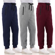 3 Pack Boys Sweatpants Fleece Cotton Athletic Pants Boys Joggers with Zipper ...