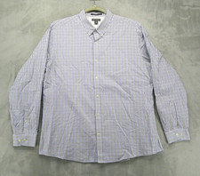 Eddie Bauer Shirt Mens 2XL White Blue Plaid Wrinkle Free Classic Fit Cotton