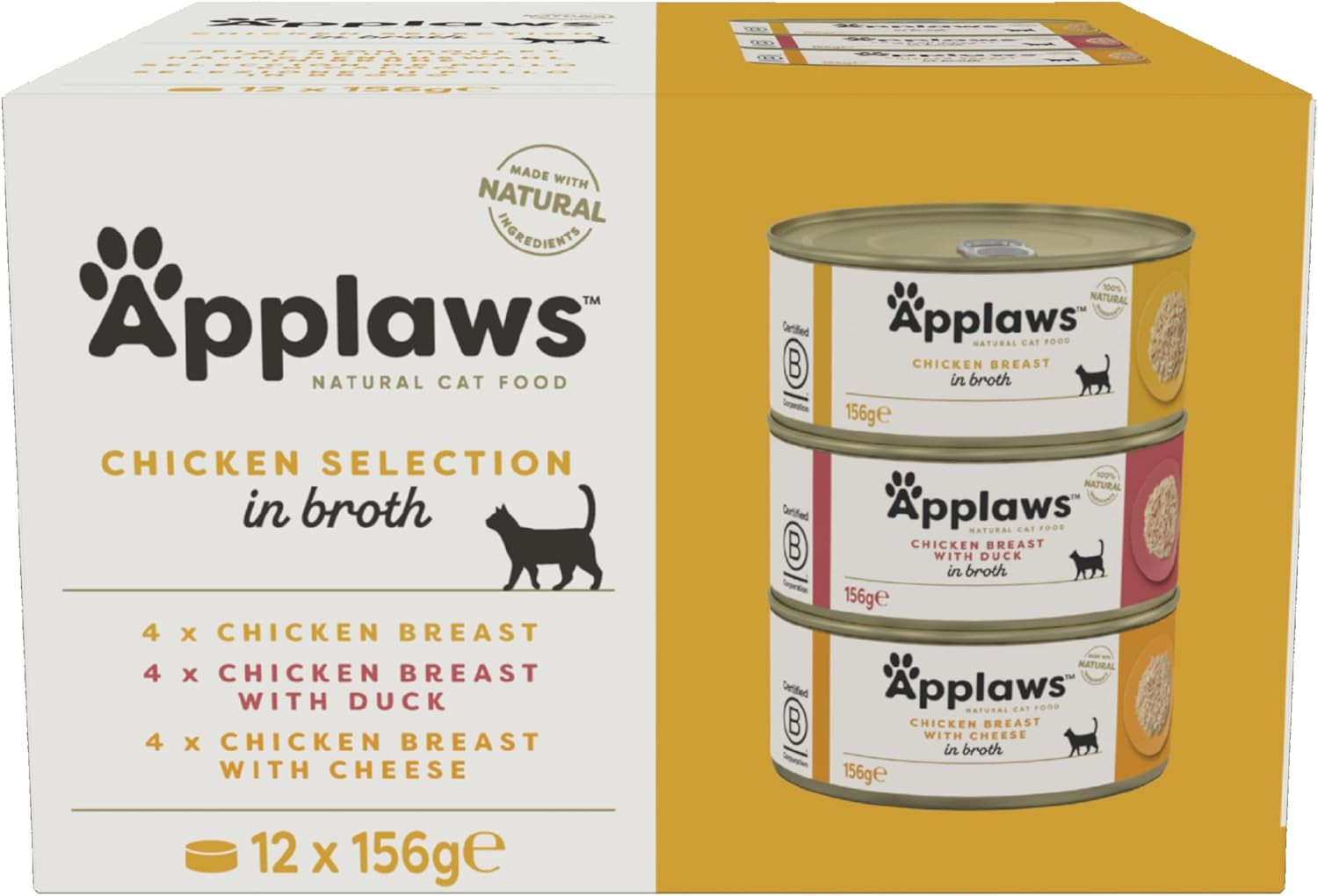Applaws 100% Natural Wet Cat Food, Multipack Chicken Selection in Broth 156 G Ti