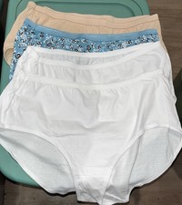 2 JMS 2 Hanes White Cotton Briefs Panties SZ 10 High Cut